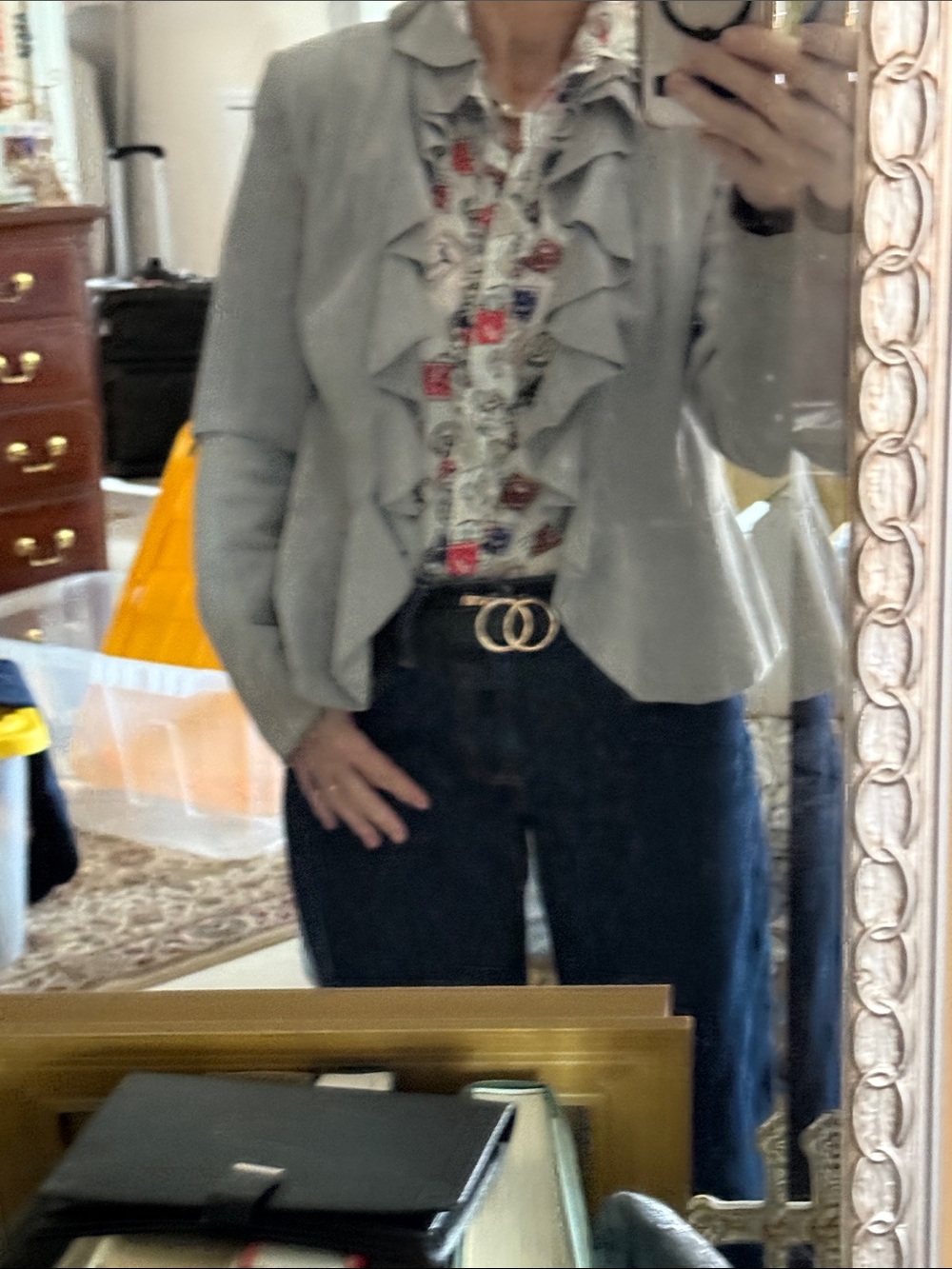 Gray suede leather Jacket WHBM